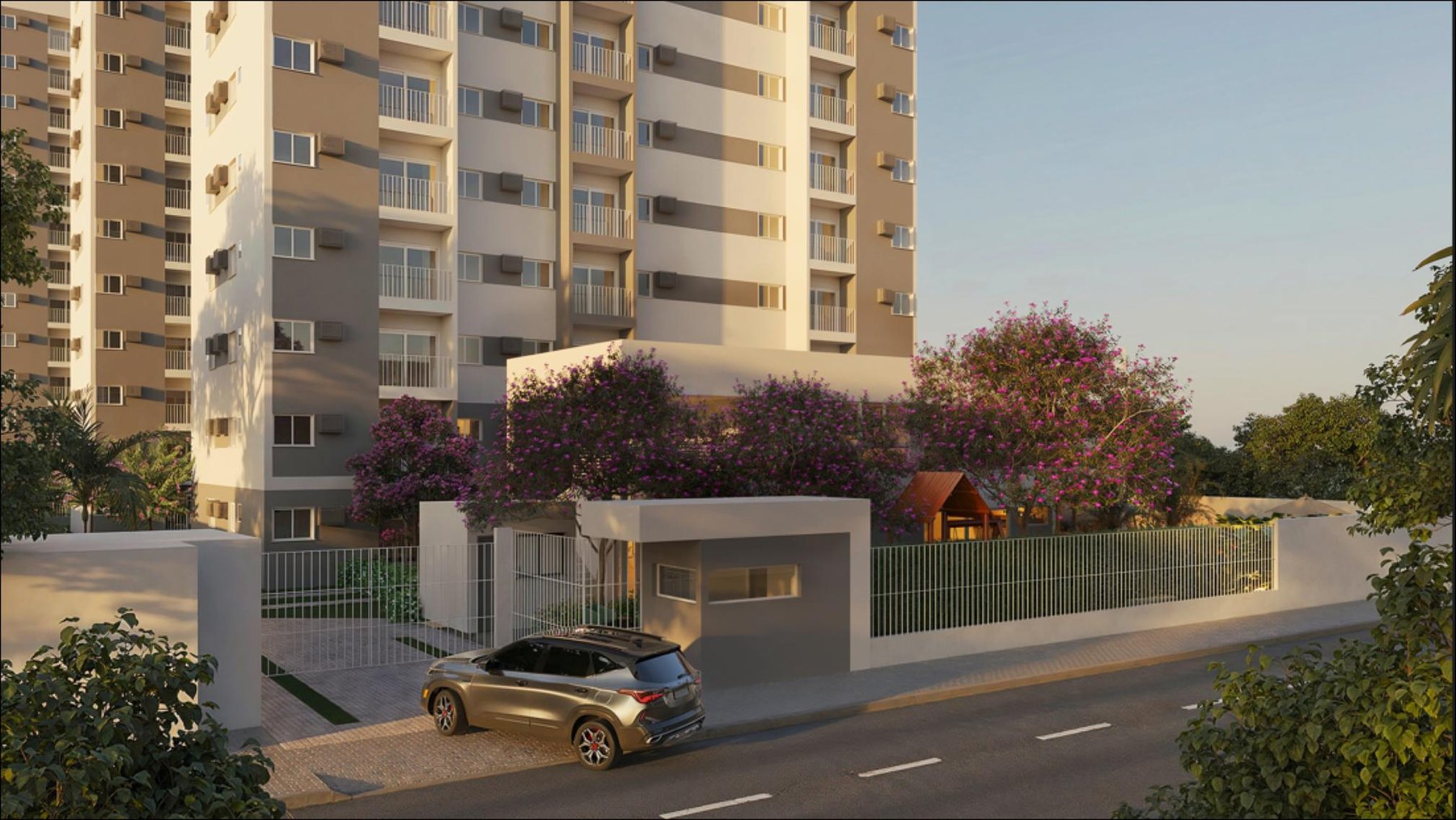 Fachada diurna e portaria do Città José Rufino Residence